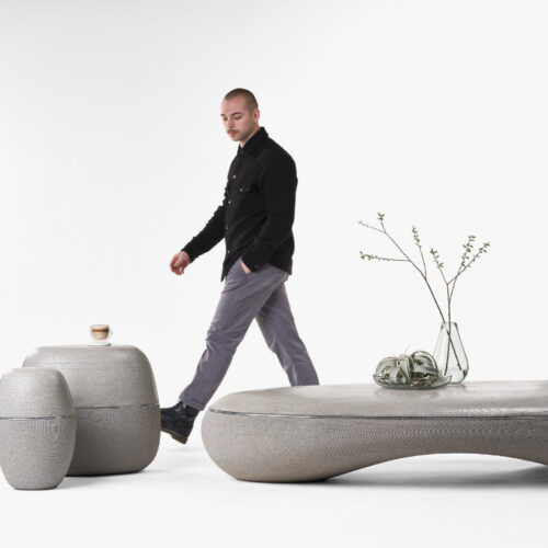 Strata Collection sculptural concrete table by Mangrove